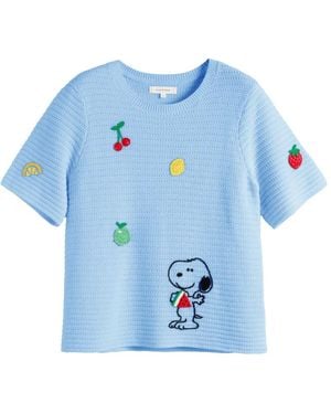 Chinti & Parker Snoopy Crochet Cotton T-Shirt - Blue