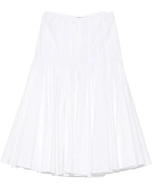 Jacquemus Pleated A-Line Midi Skirt - White