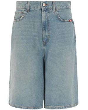 AMISH Short Ample À Effet Délavé - Blue