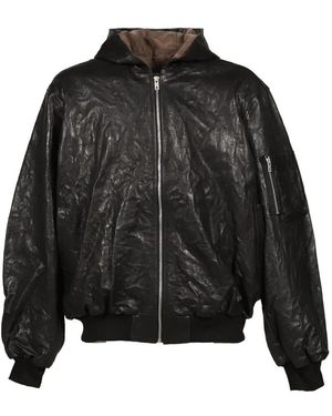 ALEXANDER DIGENOVA Hooded Leather Bomber Jacket - Black