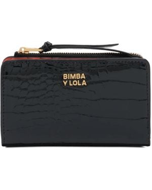 Bimba Y Lola Croc-Effect Patent Wallet - Black