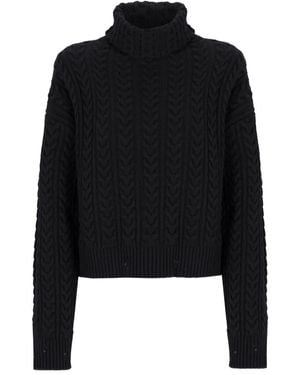 Laneus Pull En Maille Torsadée À Col Roulé - Noir