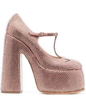 Casadei 160Mm Rhinestone-Embellished Court Shoes - Pink