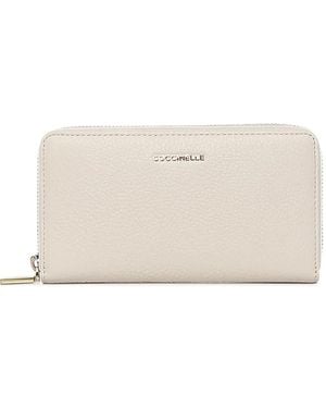 Coccinelle Zip Leather Wallet - Natural
