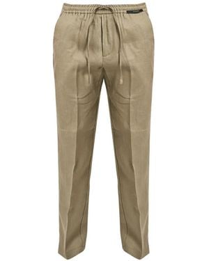 Michael Coal Drawstring Linen Pants - Natural