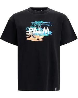 Palm Angels Palm Island Graphic-Print T-Shirt - Black
