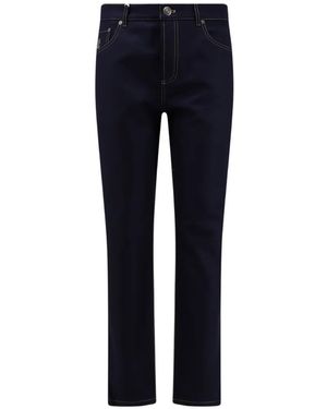 Brunello Cucinelli Virgin Wool Flannel Five-Pocket Trousers - Blue