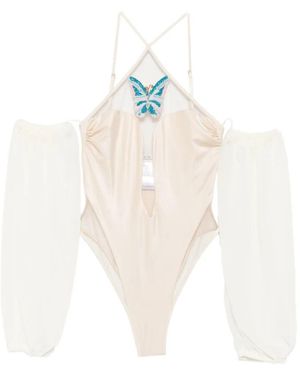 Mazzei Beaded-Butterfly Swimsuit - White