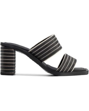 Bernardo 1946 70Mm Bari Striped Double Strap Sandals - Black
