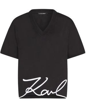 KARL LAGERFELD Signature T-Shirt - Black