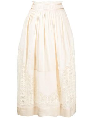Ulla Johnson Cadena Lace-Insert Midi Skirt - Natural