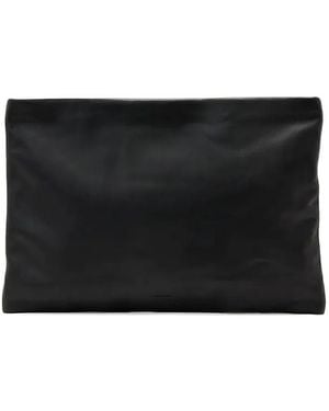 AllSaints Logo-Debossed Leather Clutch Bag - Black