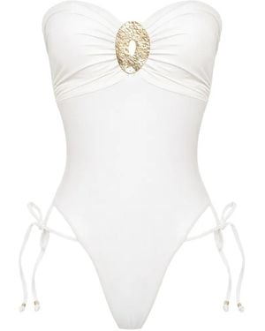 Amir Slama X Tati Barbieri Embellished Side-Tie Strapless Swimsuit - White