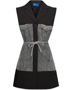 KARL LAGERFELD Tailored Denim-Panel Mini Dress - Black