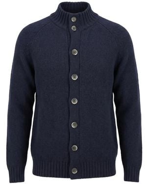 Altea Button-Up High-Neck Cardigan - Blue