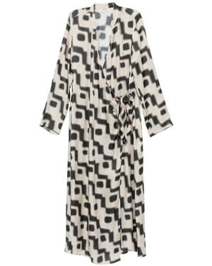 Diega Rossana Geometric-Print Wrap Midi Dress - White