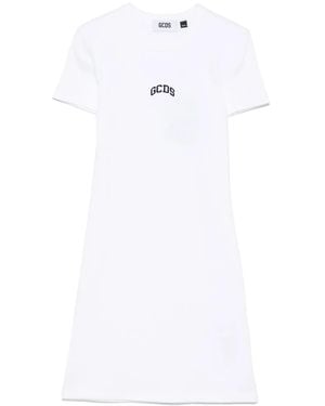 Gcds Short Dress With Embroidery - White
