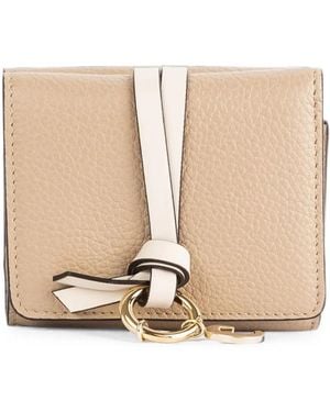 Chloé Small Alphabet Trifold Leather Wallet - Natural