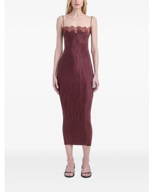 FFORME Lace-Trim Pleated Dress - Purple