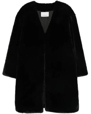 Frankie Shop Abrigo Matera de pelo artificial - Negro