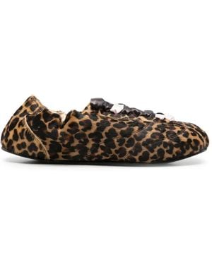Repetto Leopard-Print Lace-Up Ballet Flats - White