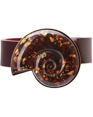 Silvia Tcherassi Nautilus Shell-Detail Leather Belt - Brown