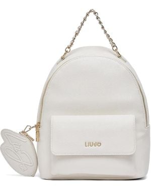 Liu Jo Detachable-Coin-Purse Logo-Plaque Backpack - White