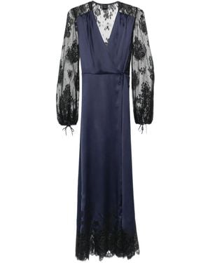 Carine Gilson Lace-detail Silk Nightdress - Blue