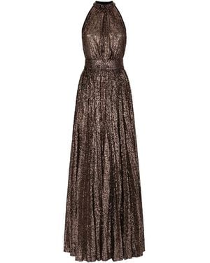 Dolce & Gabbana Sequin-Embellished Halterneck Gown - Brown