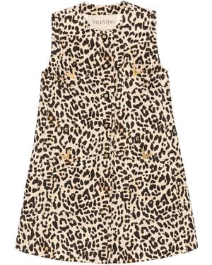 Valentino Garavani Leopard Print Button-Fastening Jacket - Black