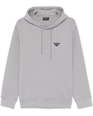 Emporio Armani Flocked Logo Hoodie in Brown for Men Lyst