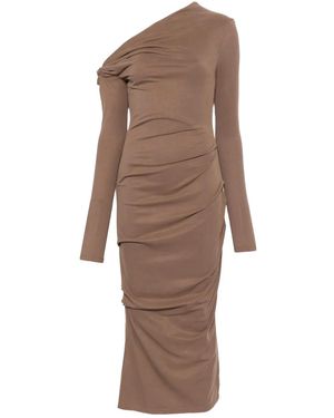 Paris Georgia Basics Manahou One-Shoulder Draped Dress - Brown