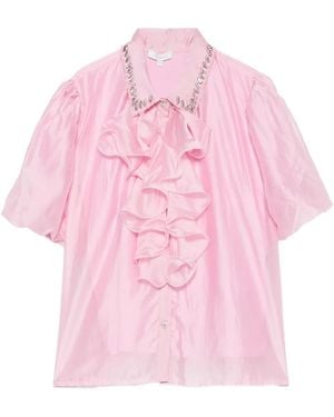 Paperlace Ruffled Crystal-Embellished Shirt - Pink