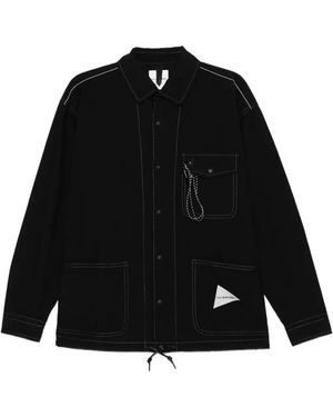 and wander Cordura Logo-Patched Shirt Jacket - Black