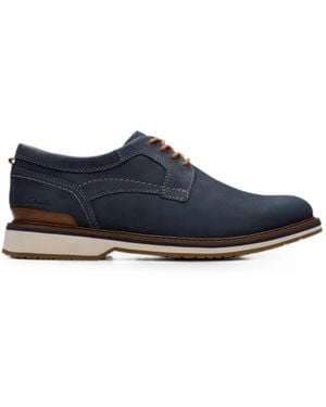 Clarks Monahan Plain Leather Oxford Shoes - Blue