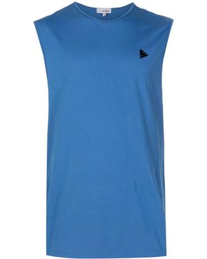 Amir Slama Logo-Plaque Cotton Tank Top - Blue