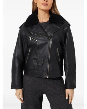 Yves Salomon Lederjacke mit Reißverschluss - Schwarz