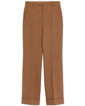 Valentino Garavani Cuffed Gabardine Trousers - Brown