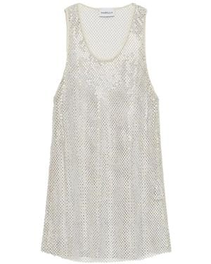 Marella Scoop-Neck Rhinestones Top - White