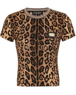 Dolce & Gabbana T-Shirt mit Leoparden-Print - Weiß