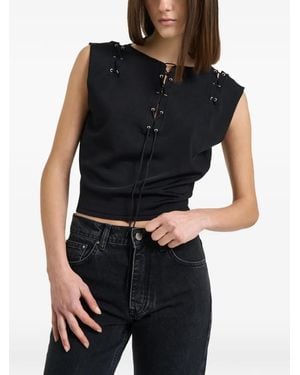 IRO Felicine Oberteil mit Schnürung - Schwarz