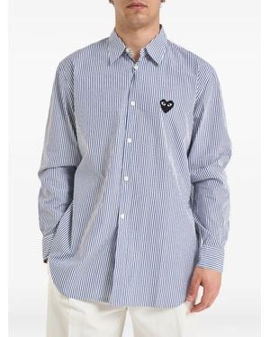 COMME DES GARÇONS PLAY Striped Heart-Patch Shirt - Blue