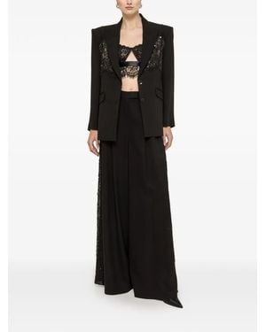 Nissa Lace-Insert Sequin-Embellished Blazer - Black