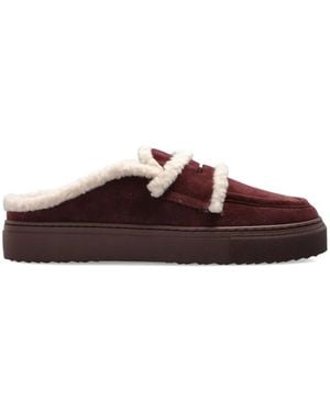 Inuikii Shearling-Trim Suede Mules - Brown