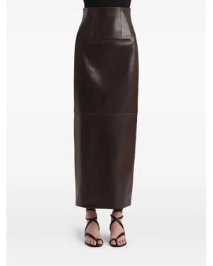 KHAITE Loxley Lambskin High-waisted Maxi Skirt - ブラック