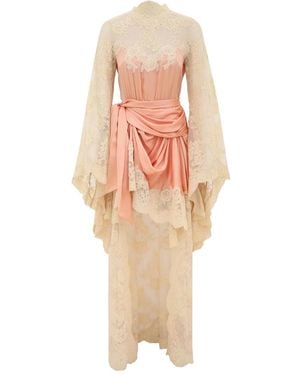 Zimmermann Asymmetrisches Kleid mit Spitzenbesatz - Pink