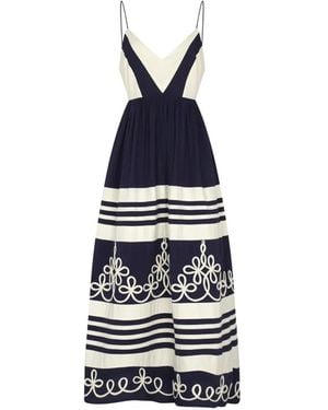 Carolina K Striped Floral Dress - Blue