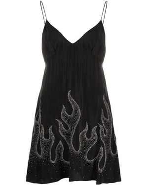 Palm Angels Flame-print Minidress - Black