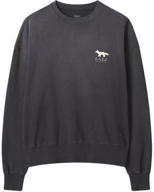 Maison Kitsuné Sudadera De Algodón Con Logo Estampado - Azul