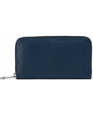 Doucal's Tumbled Leather Continental Wallet - Blue